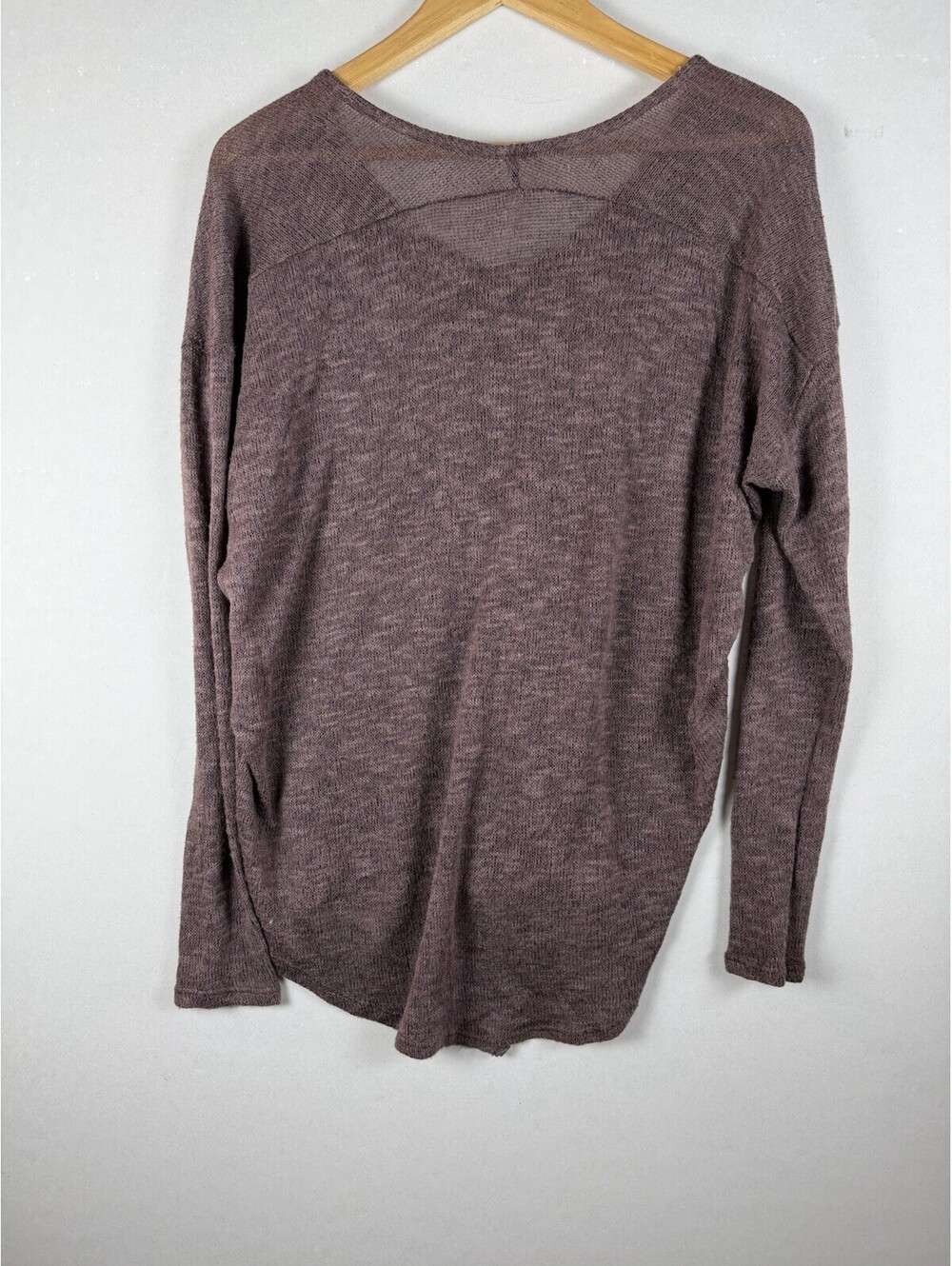 Jolie Purple Heathered Knit V-Neck Long Sleeve Pullover Top S - Picture 4 of 4